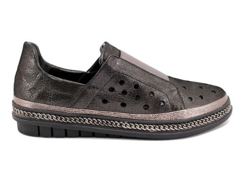 Pantofi de damă din piele naturală negru M-306 CH