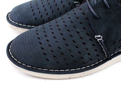 Pantofi de vară pentru bărbați din nubuc albastru închis