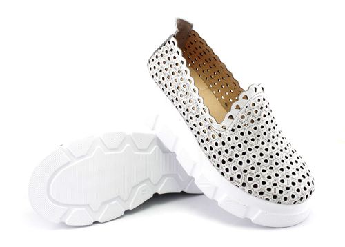 Pantofi de vara dama din piele naturala alb - Model Zornitsa