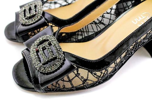Pantofi dama, eleganti din lac natural in negru - Model Melinda.