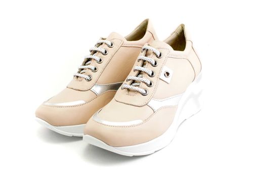 Pantofi sport dama din piele naturala de culoare roz - Model Danaia