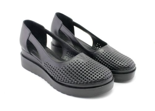 Pantofi de dama deschisi din piele naturala de culoare neagra, model Elitsa.