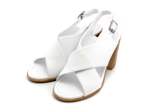Sandale dama din piele naturala alb - Model Lucia