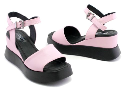Sandale de dama cu platforma roz - Model Araceli.