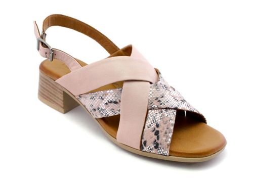 Sandale dama din piele naturala de culoare roz - Model Dilaila