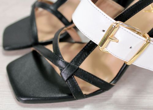 Sandale formale dama alb-negru - Model Alma