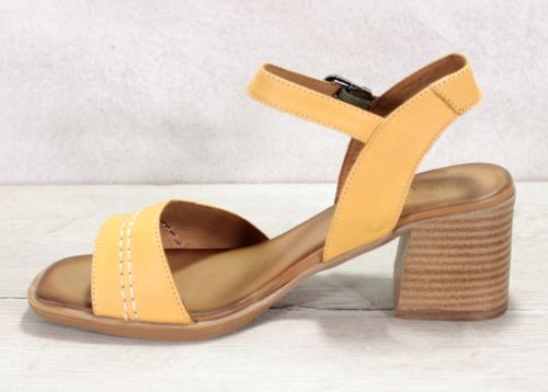 Sandale de dama cu toc din piele naturala de culoare galbena - model Jamila