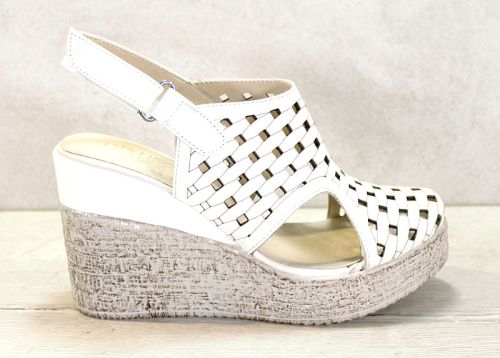 Sandale de dama din piele naturala cu platforma alb - model Florence