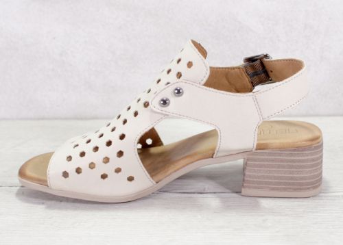 Sandale de dama cu toc mic din piele naturala de culoare bej - Model Karina.