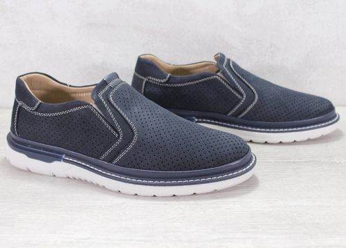 Мъжки ежедневни летни обувки от естествен набук в синьо - Модел 341.05-32.80