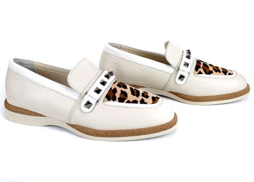 Pantofi casual dama din piele naturala alb - model Luna