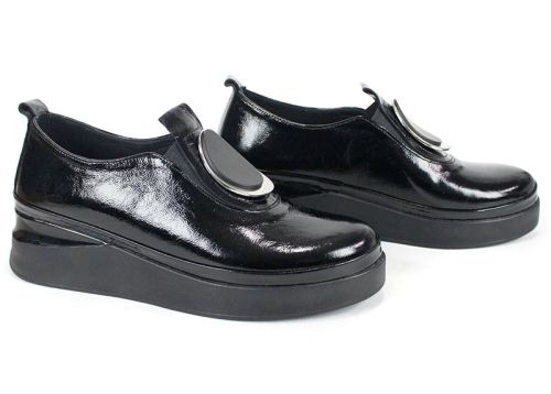 Pantofi casual dama din piele naturala cu imprimeu floral - model Luna